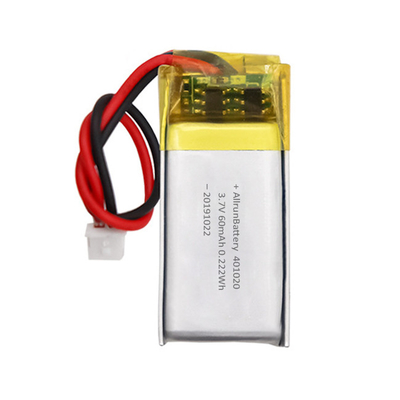Mini batterie LiPo personnalisée rechargeable légère 3,7 V 60 mAh 401020