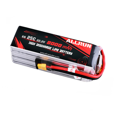 Batterie LiPo 25C 6S 8000mAh à taux élevé de batterie LiPo 22.2V