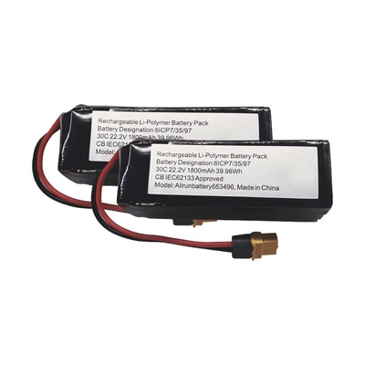 taux élevé de C de batterie de polymère de lithium de la batterie 22.2V 1800mAh de 30C 6S1P LiPo