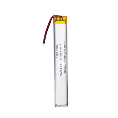 paquet ultra étroit de batterie de Lipo de coutume de 3.7V 850mAh 701488 pour les dispositifs médicaux portatifs