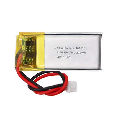 Mini batterie LiPo personnalisée rechargeable légère 3,7 V 60 mAh 401020