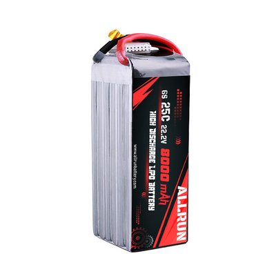 Batterie LiPo 25C 6S 8000mAh à taux élevé de batterie LiPo 22.2V