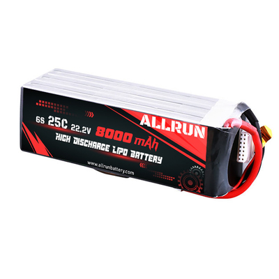 Batterie LiPo 25C 6S 8000mAh à taux élevé de batterie LiPo 22.2V