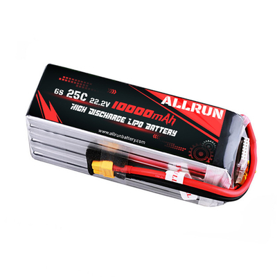 22.2V 6S 10000mAh Batterie LiPo 25C Batterie LiPo à taux C élevé