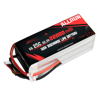 25C 6S 22000mAh Batterie LiPo 22.2V Batterie LiPo à taux C élevé