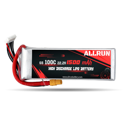 Batterie LiPo à décharge élevée de taux C 100C 1500mAh 6S 22.2V