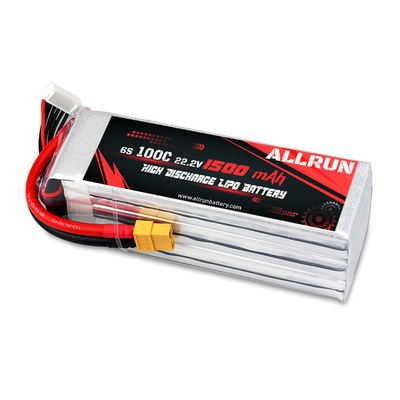 Batterie LiPo à décharge élevée de taux C 100C 1500mAh 6S 22.2V